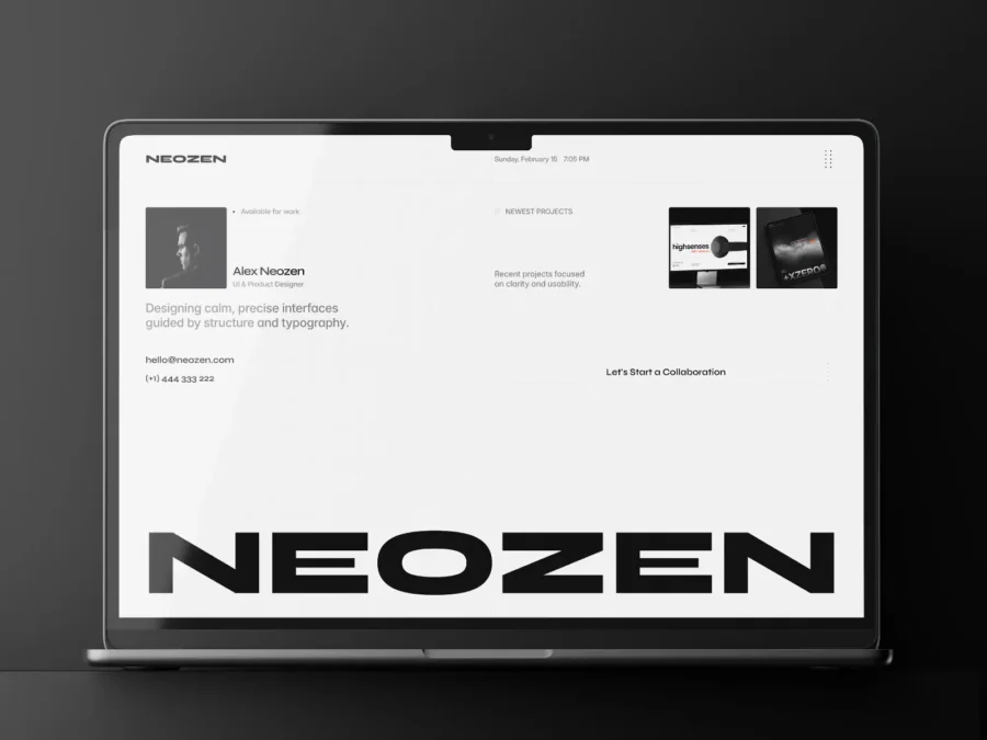 Neozen — Refined Portfolio Template — Cristian Mielu Framer Template