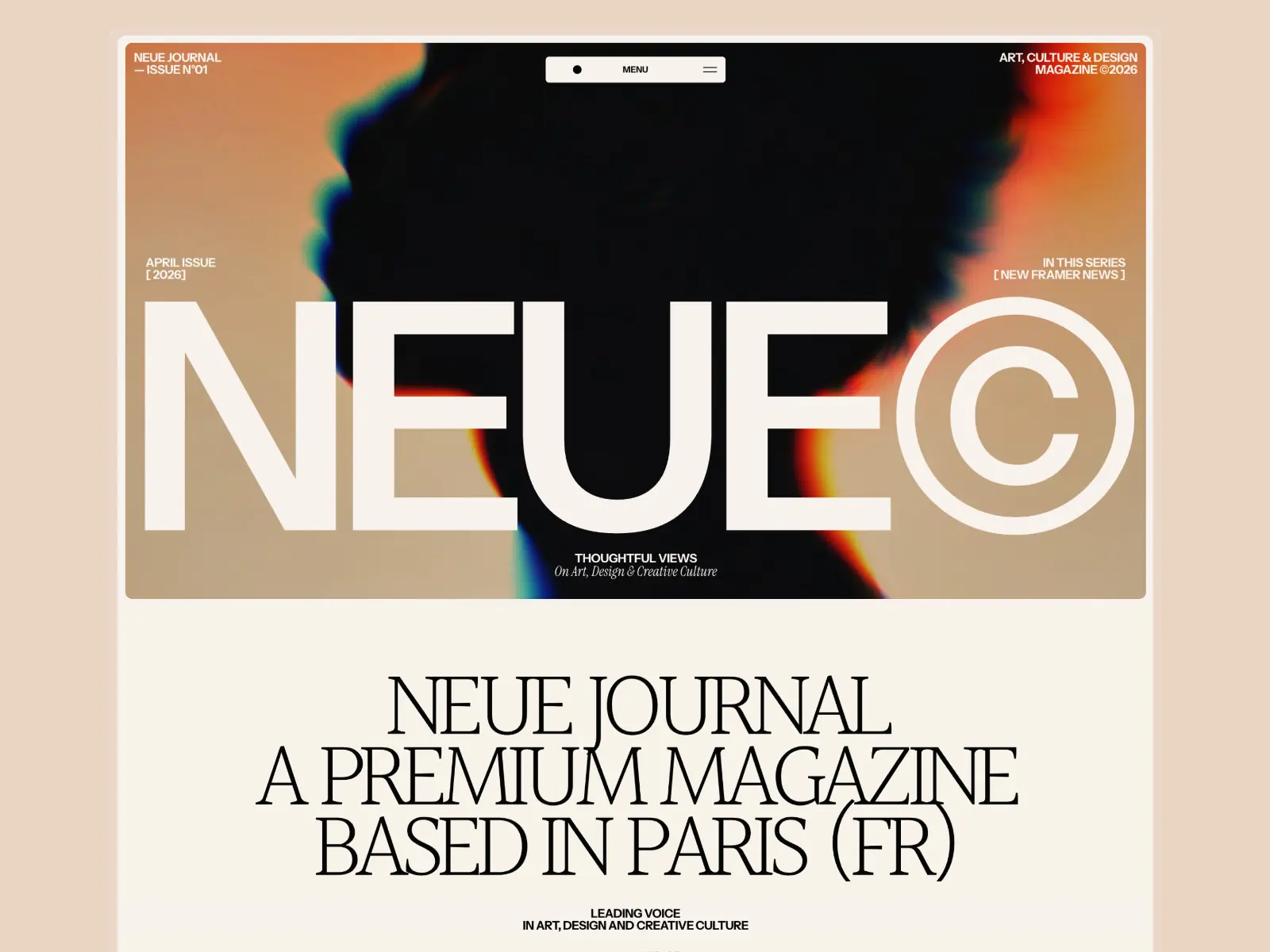 Neue Journal — Editorial Template — Crafted Framer Template
