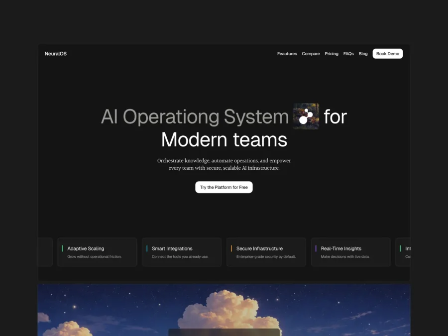 NeuralOS — SaaS Framer template — dawe Framer Template