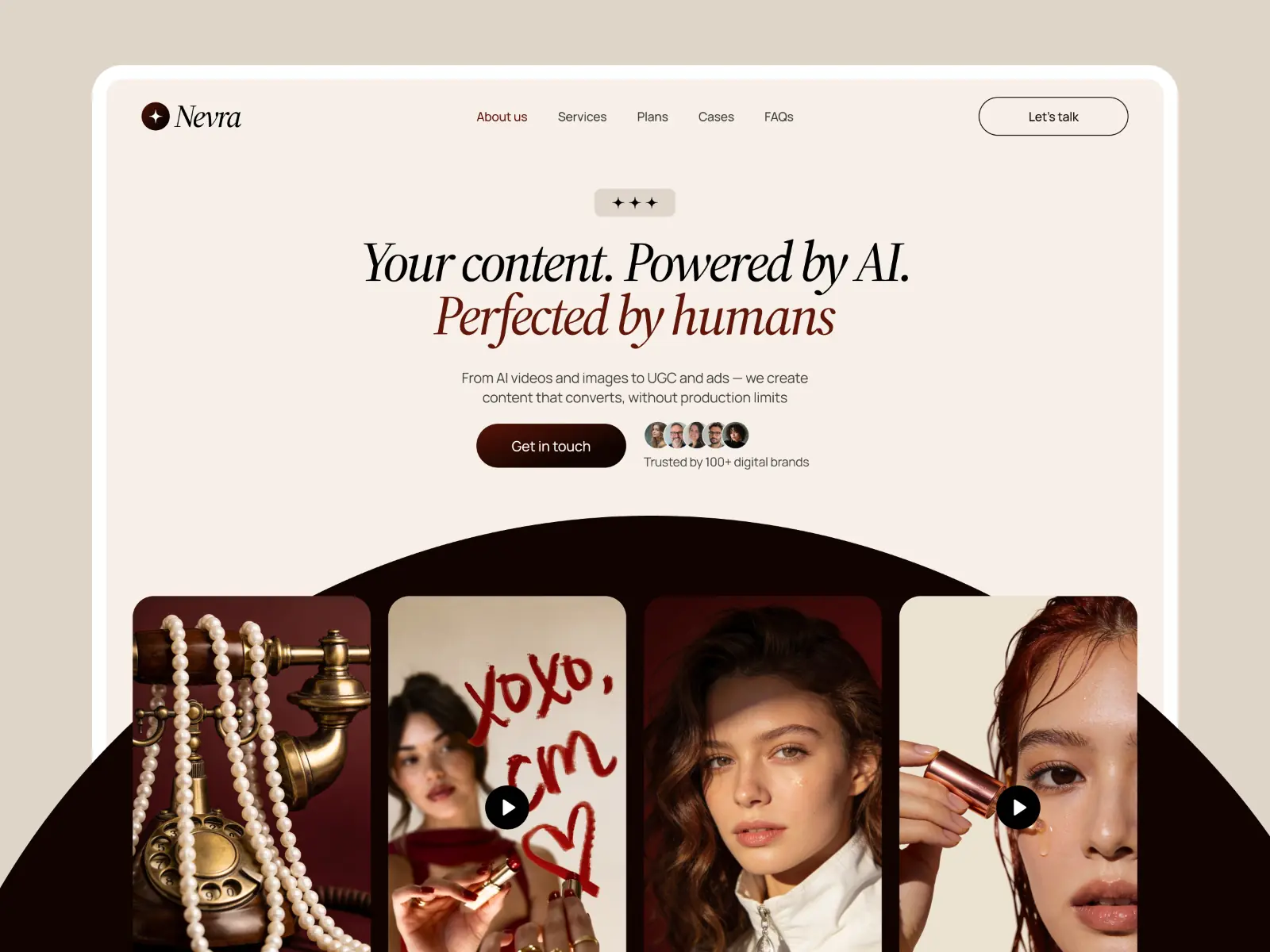 Nevra — UGC agency website template — Adam Unroot.design Framer Template