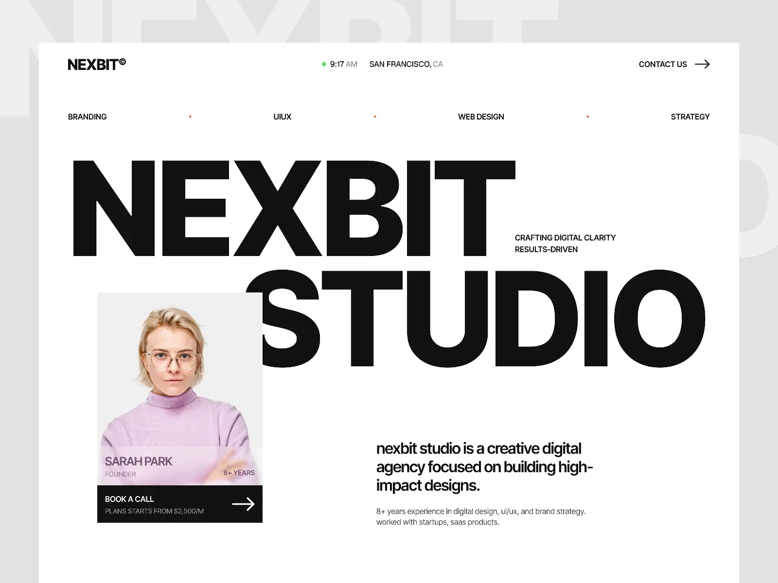 Nexbit — Sleek & Light Portfolio — Flowgen Studio Framer Template