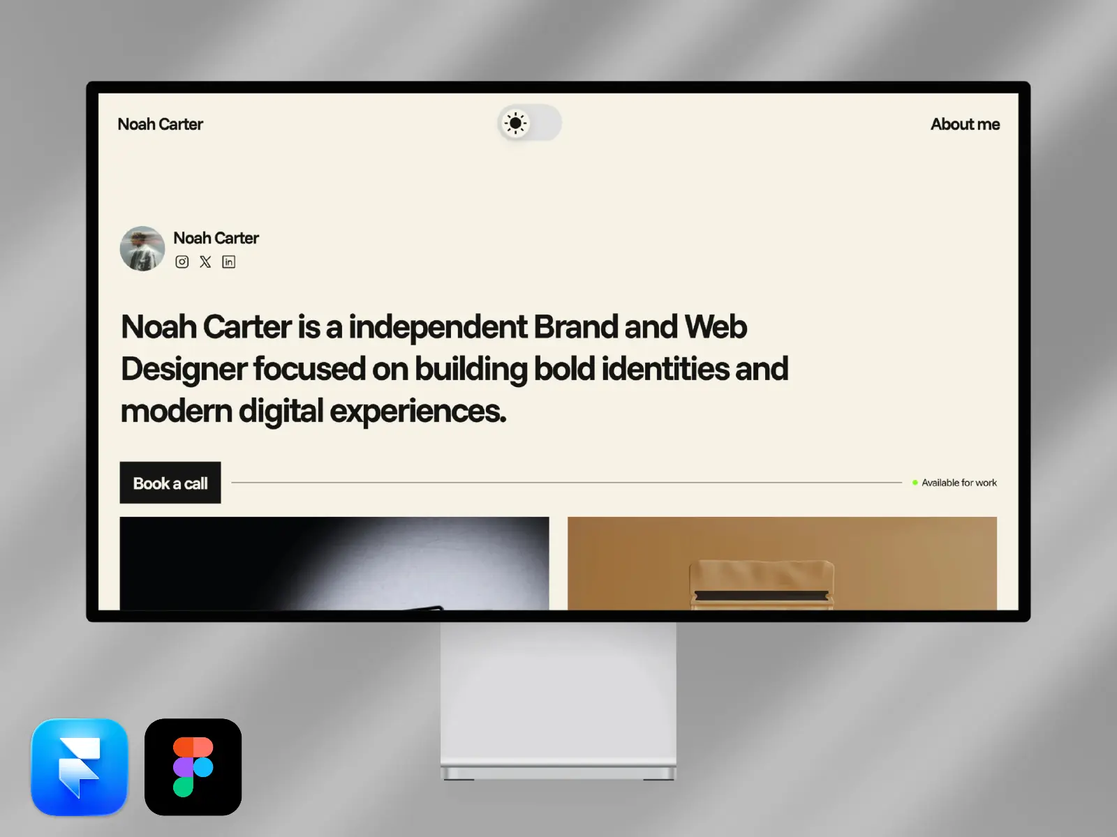 Noah Carter — Light/Dark Portfolio for Designers — Max Iriani Framer Template