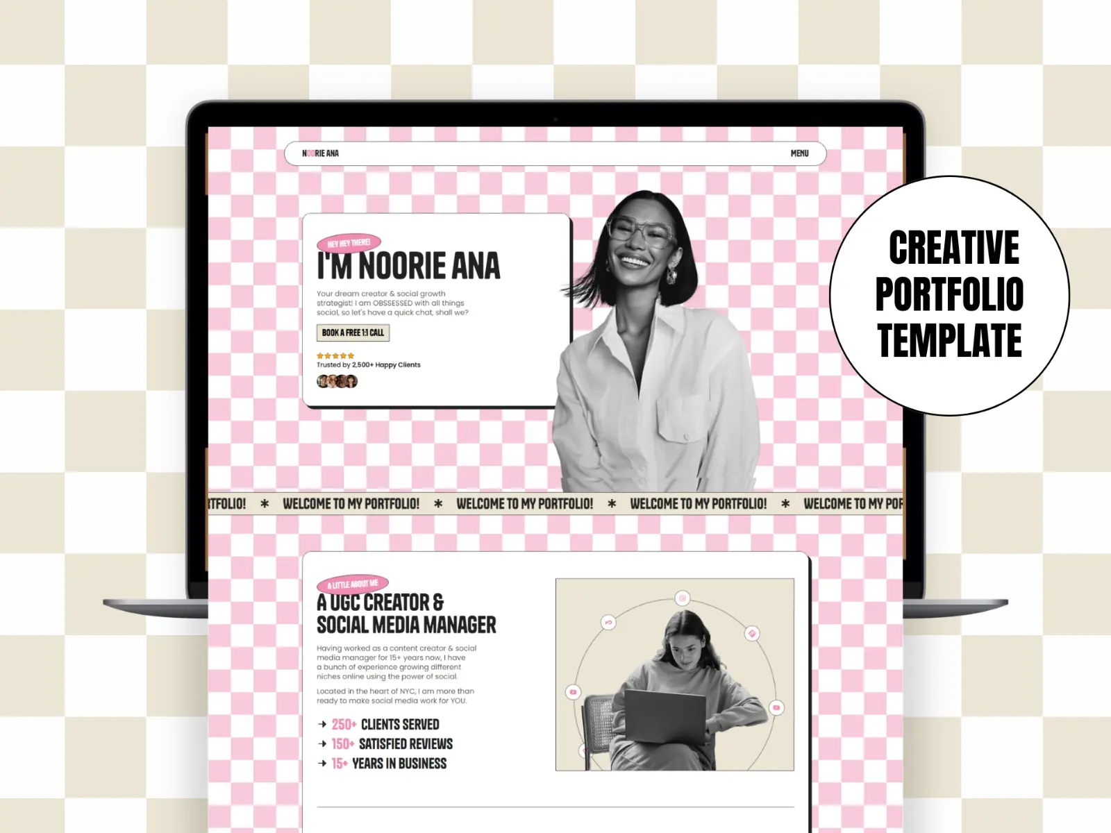 NOORIE — Playful Creator Portfolio Template — Maleeha Framer Template