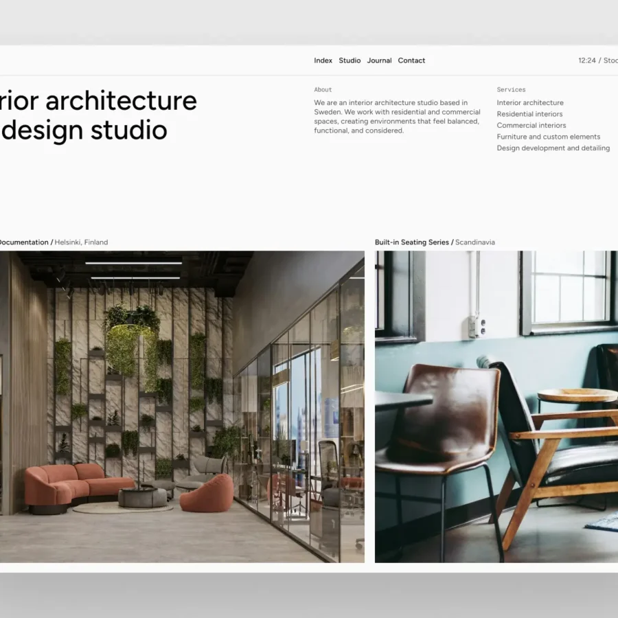 NORRA — Refined interior design template — Volodymyr F. Framer Template