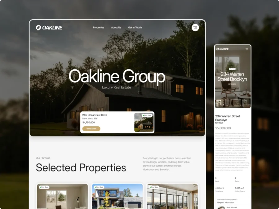 Oakline — Premium Real Estate Template — Dario Volkmann Framer Template