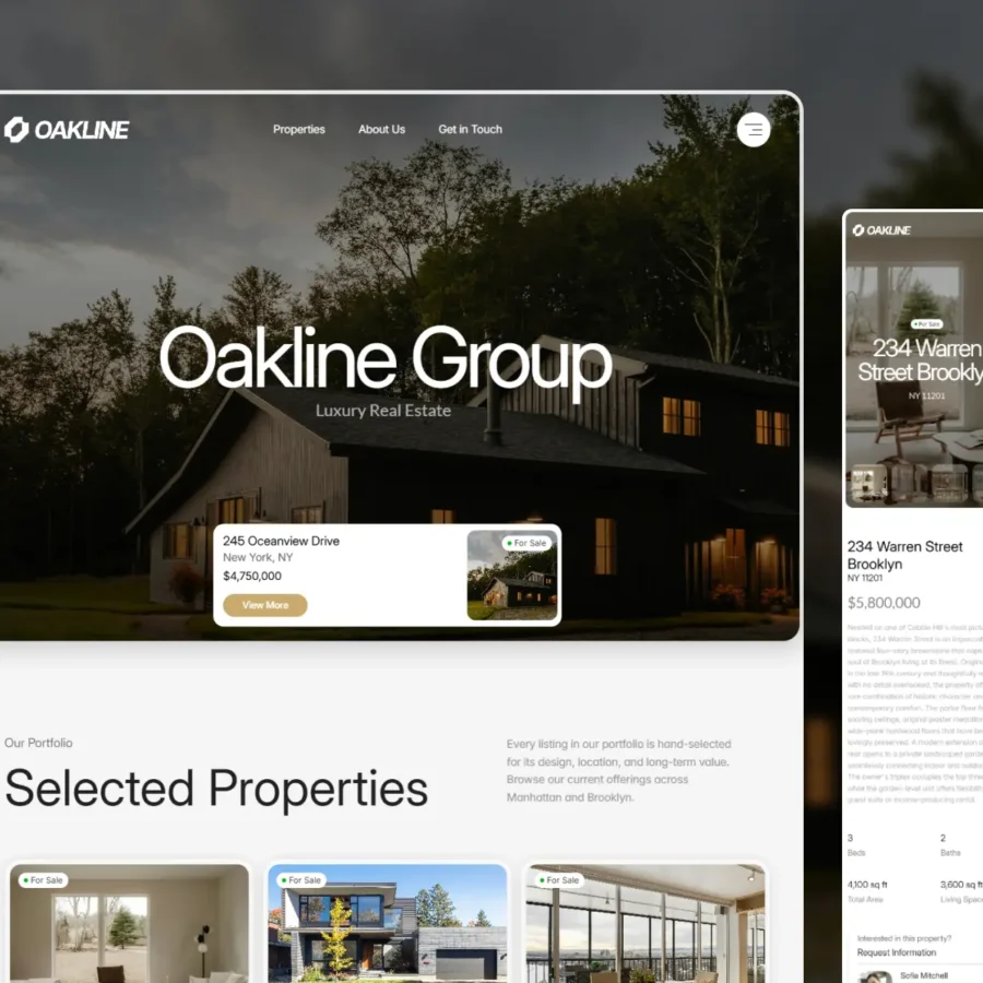 Oakline — Premium Real Estate Template — Dario Volkmann Framer Template
