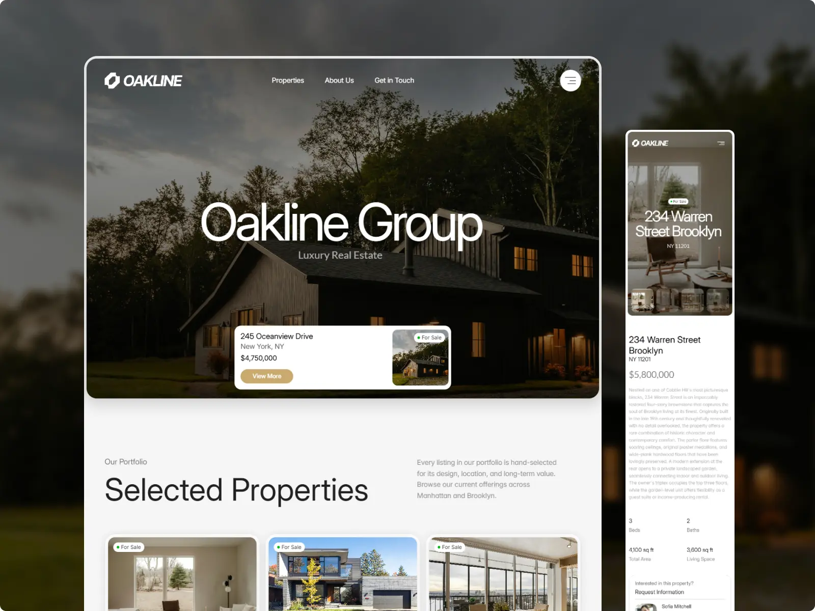 Oakline — Premium Real Estate Template — Dario Volkmann Framer Template