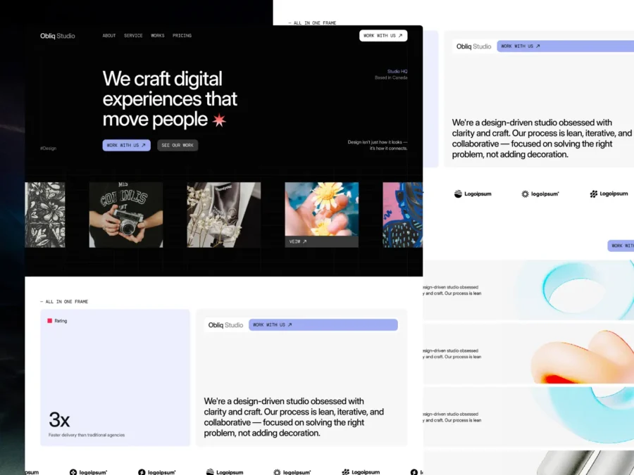 Obliq Studio — Creative Agency & Design Portfolio — Waida Studio Framer Template