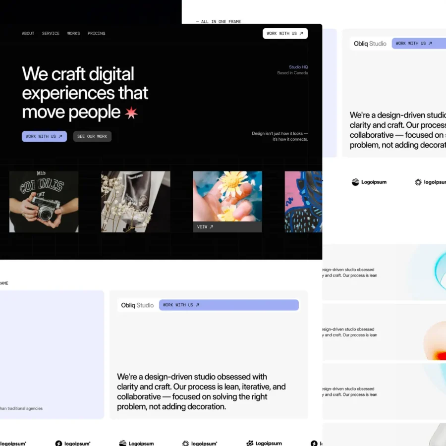 Obliq Studio — Creative Agency & Design Portfolio — Waida Studio Framer Template