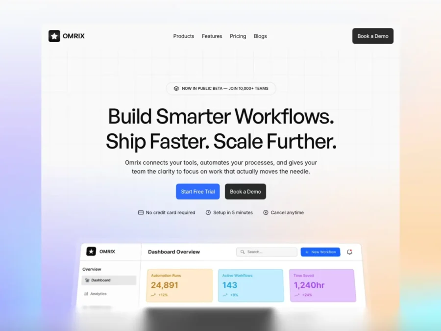 Omrix — AI SaaS Landing Page for Startups — Avesh Mishra Framer Template