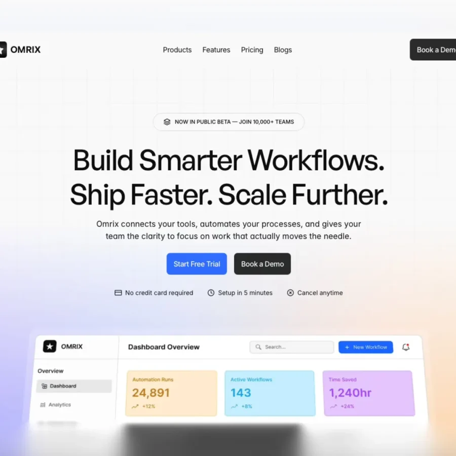 Omrix — AI SaaS Landing Page for Startups — Avesh Mishra Framer Template