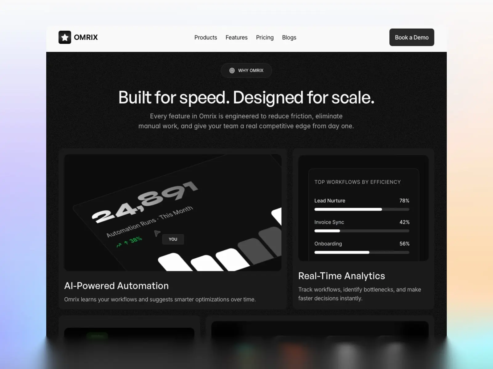 Omrix — AI SaaS Landing Page for Startups