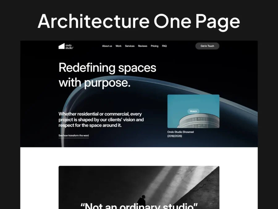 Ondo — Architecture One Page Template — fourtwelve Framer Template