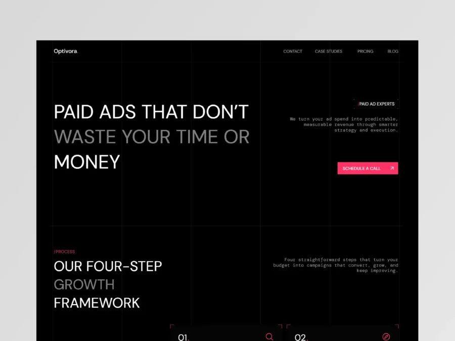 Optivora — Paid Ads Agency Template — Kris Min Framer Template