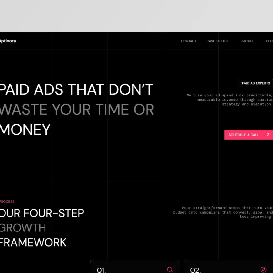 Optivora — Paid Ads Agency Template — Kris Min Framer Template