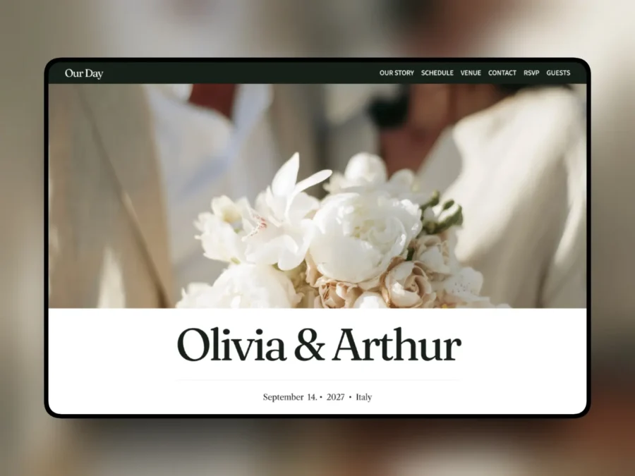 Our Day — Editorial Wedding Template — Ava Thiery Framer Template