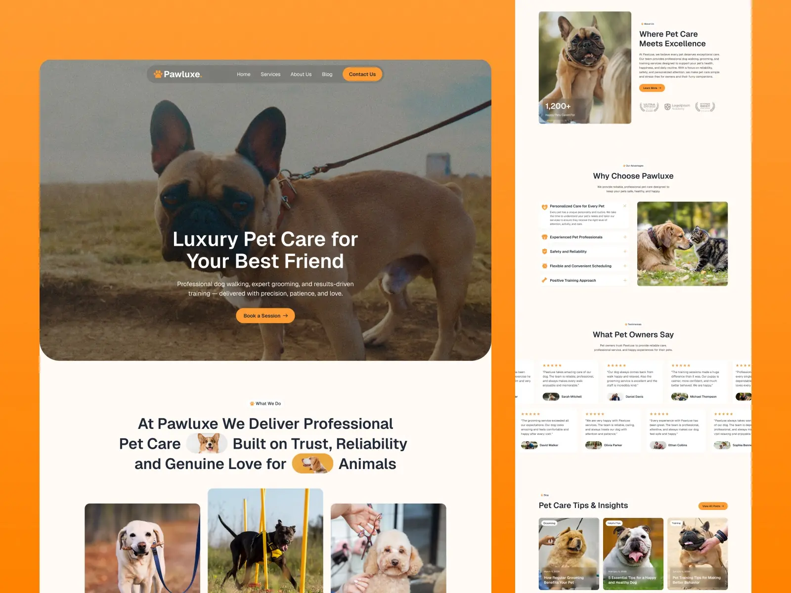 Pawluxe — Pet Care Services Framer Template