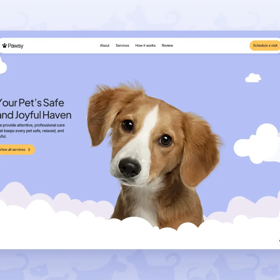 Pawsy — pet care businesses website — Plaiter Framer Template