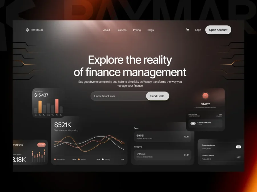 Paymark — Best finance SaaS template — Finlay Studio Framer Template