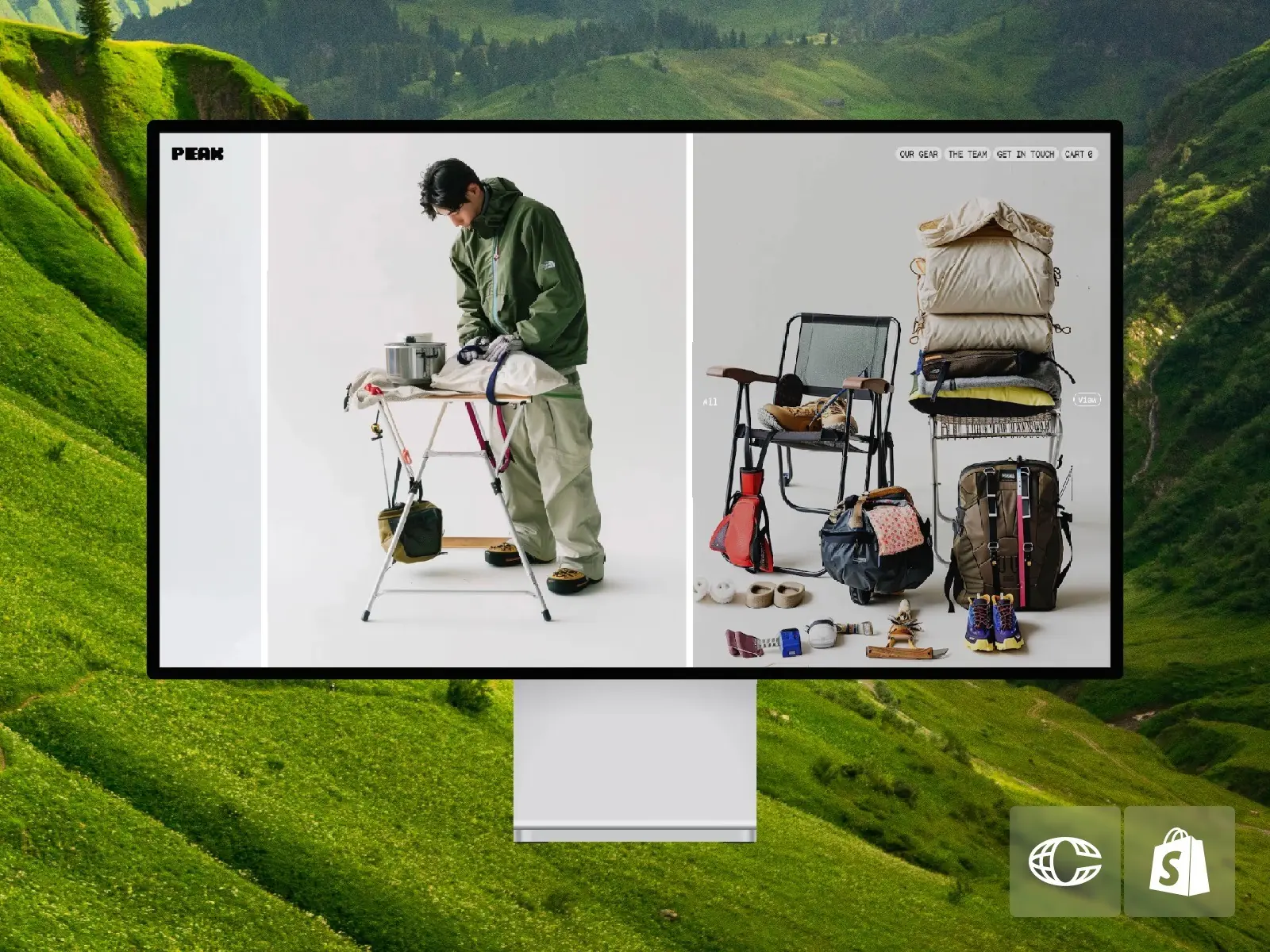 PEAK — Bold outdoor gear brand template — Scott Bachurzewski Framer Template