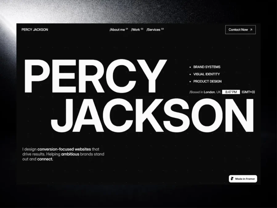Percy Studio — For Brand Designers & Directors — Avesh Mishra Framer Template