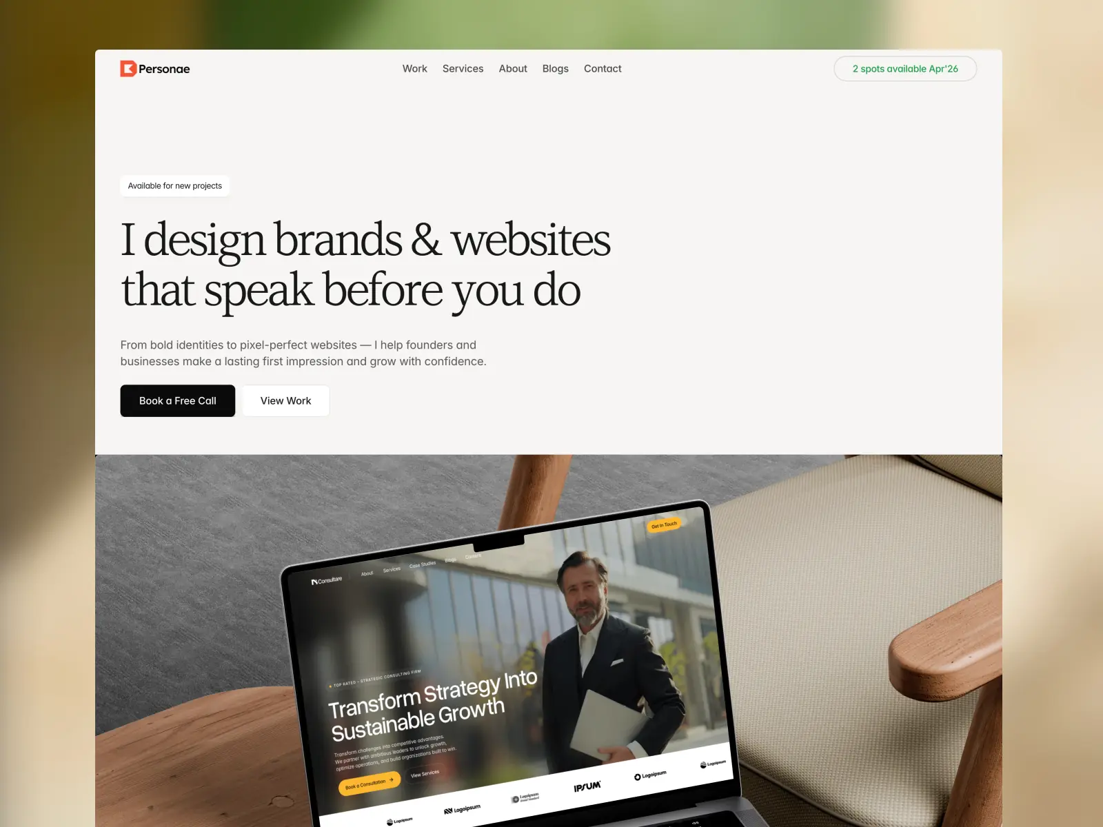 Personae — Brand & Portfolio Template — Vinayak Thakur Framer Template