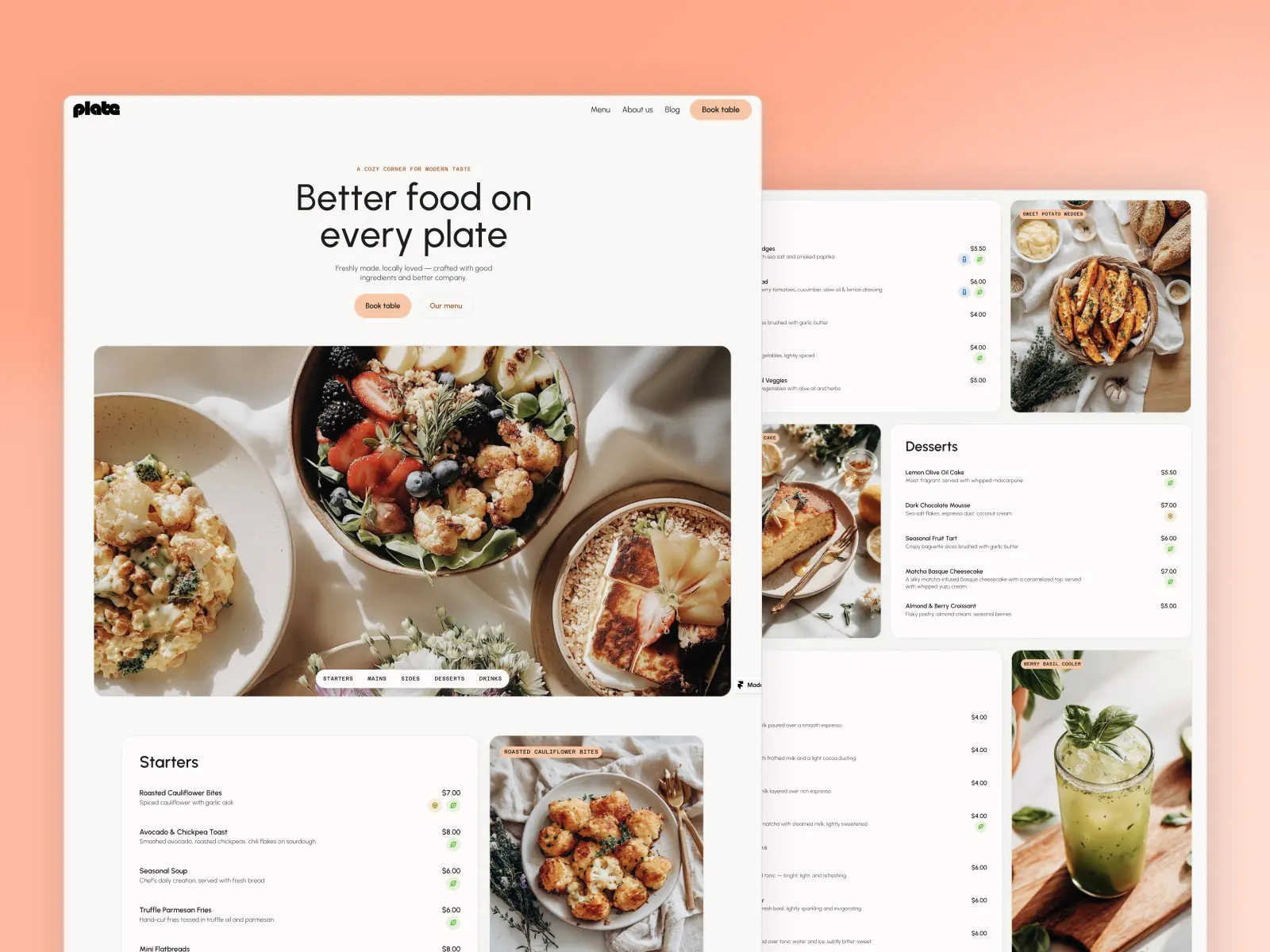 Plate — Cafe & Restaurant Template — Toni Järvinen Framer Template
