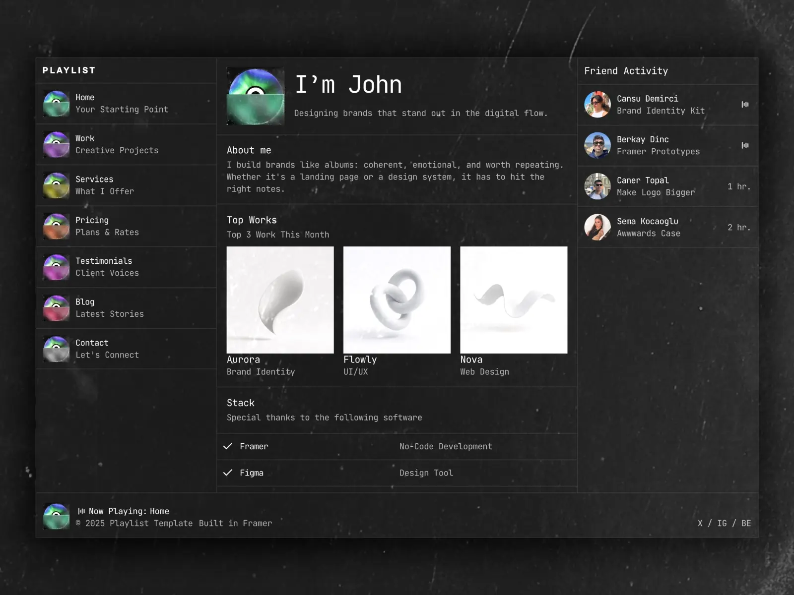 Playlist — Designer Portfolio Template