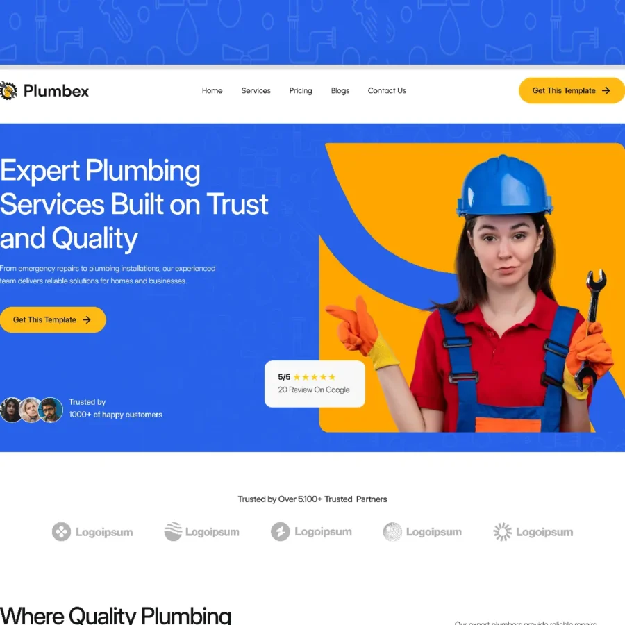 Plumbex — Plumbing Service Template — Pixcut Studio LLC Framer Template