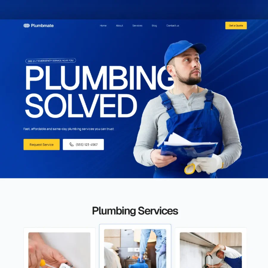 Plumbmate — Free Plumbing & Handyman Template — Bickyg Framer Template
