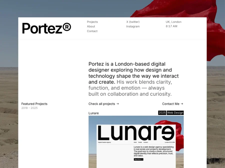 Portez — Minimal Portfolio Website Template — Jakke Dea Framer Template