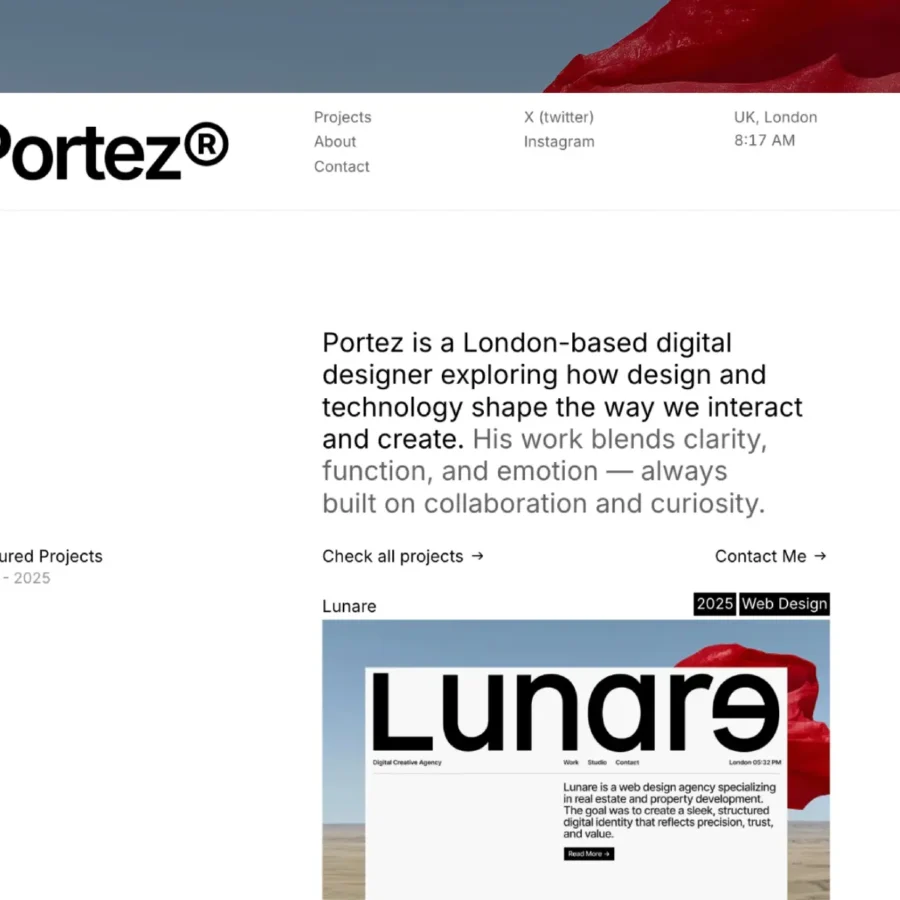 Portez — Minimal Portfolio Website Template — Jakke Dea Framer Template