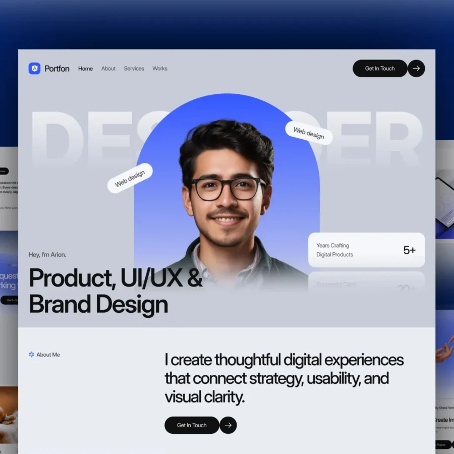 Portfon — Personal Portfolio Template — Pixcut Studio LLC Framer Template