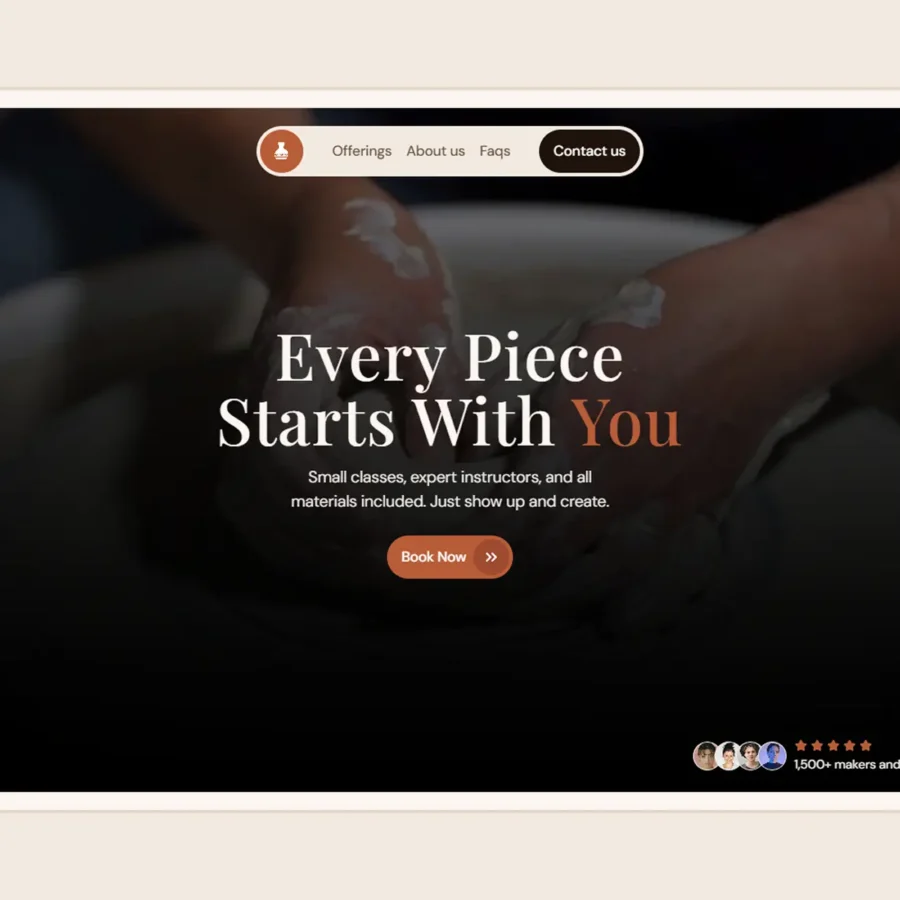 Pottery — A warm website template for potter — Jat Jat Framer Template