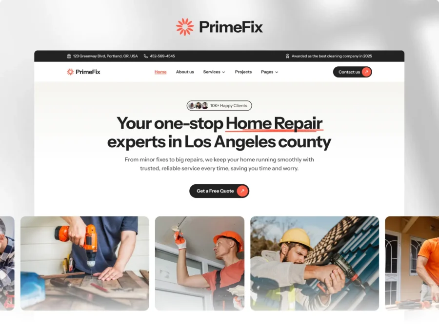 PrimeFix — Home Repair Framer Template — Ui Mile Framer Template