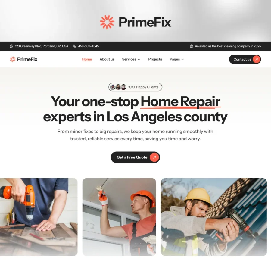 PrimeFix — Home Repair Framer Template — Ui Mile Framer Template