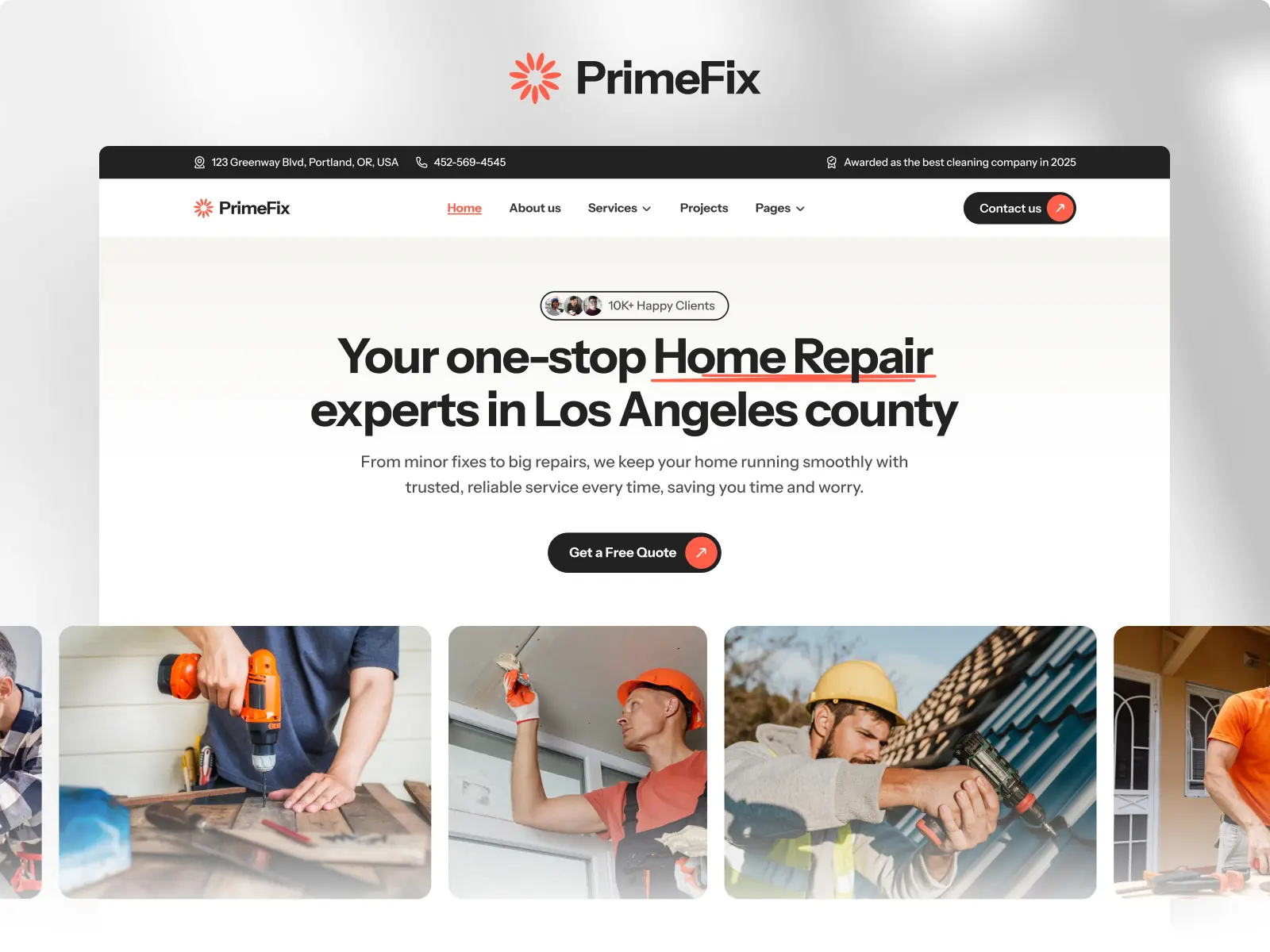 PrimeFix — Home Repair Framer Template — Ui Mile Framer Template