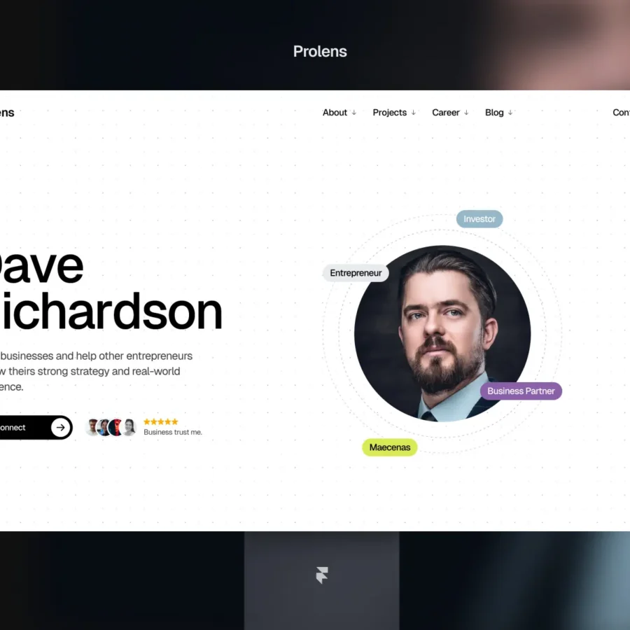 Prolens — Personal Business Resume Website — Tymofii Bak Framer Template