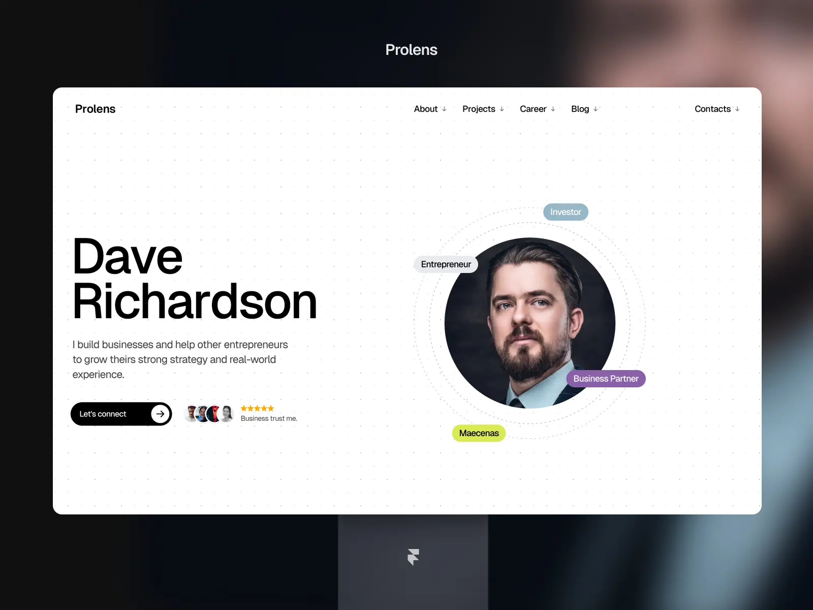 Prolens — Personal Business Resume Website — Tymofii Bak Framer Template