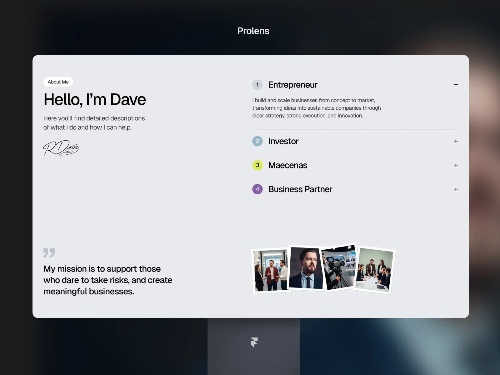 Prolens — Personal Business Resume Website