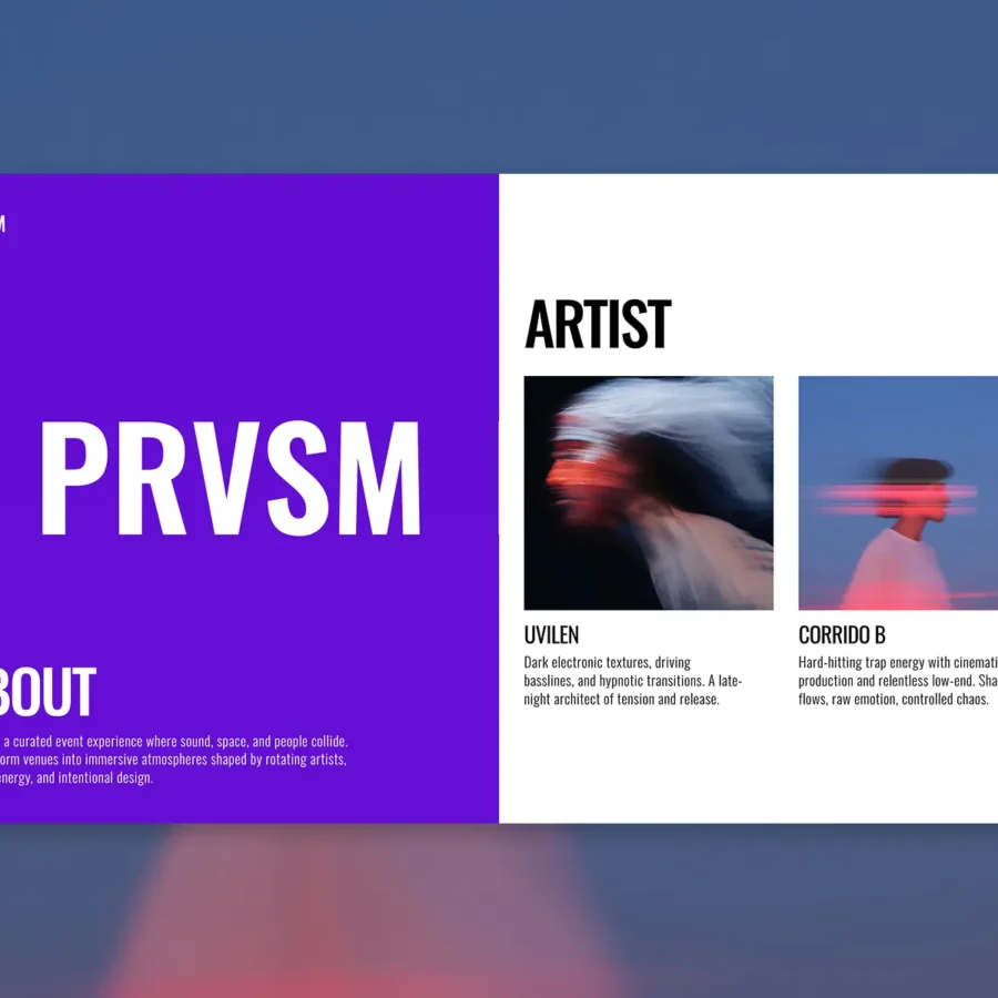 PRVSM — Immersive Music & Event Template — Magdalena Wołowiec Framer Template