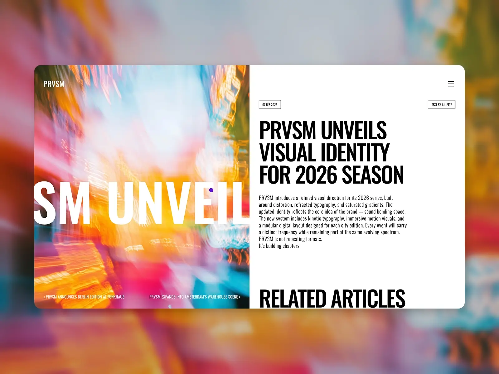PRVSM — Immersive Music & Event Template