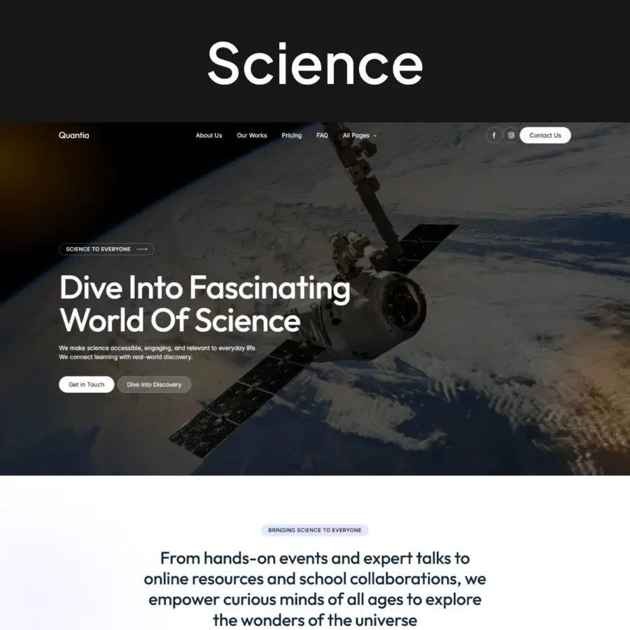 Quantia — Science Template — fourtwelve Framer Template