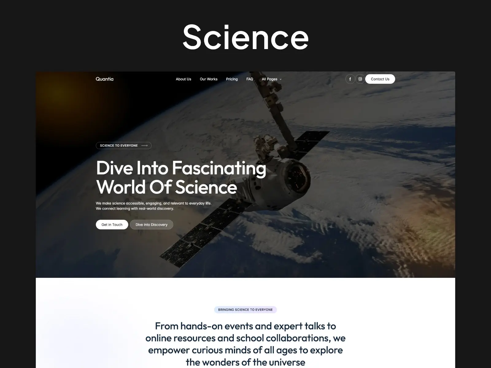 Quantia — Science Template — fourtwelve Framer Template