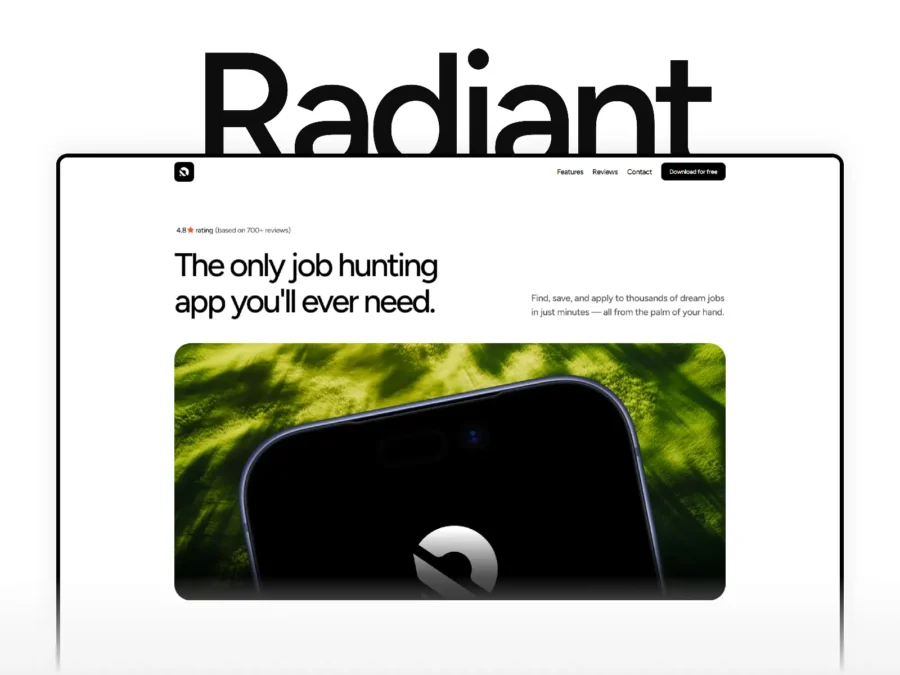 Radiant — Mobile App Landing Page — Yousef Osman Framer Template