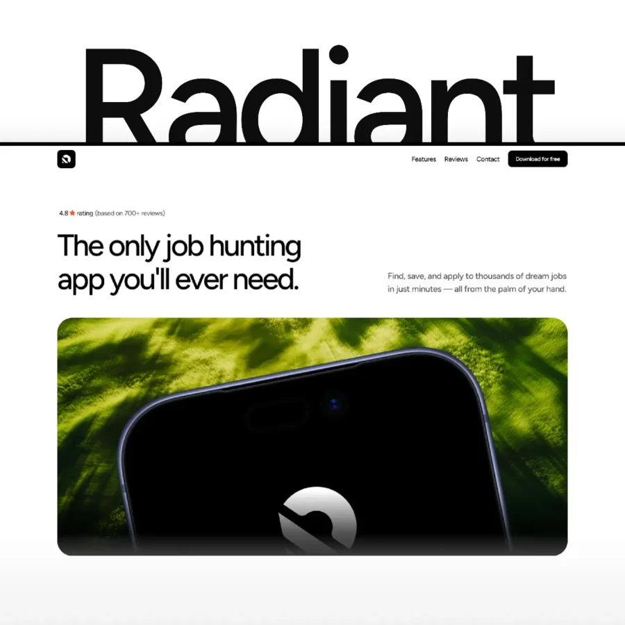 Radiant — Mobile App Landing Page — Yousef Osman Framer Template