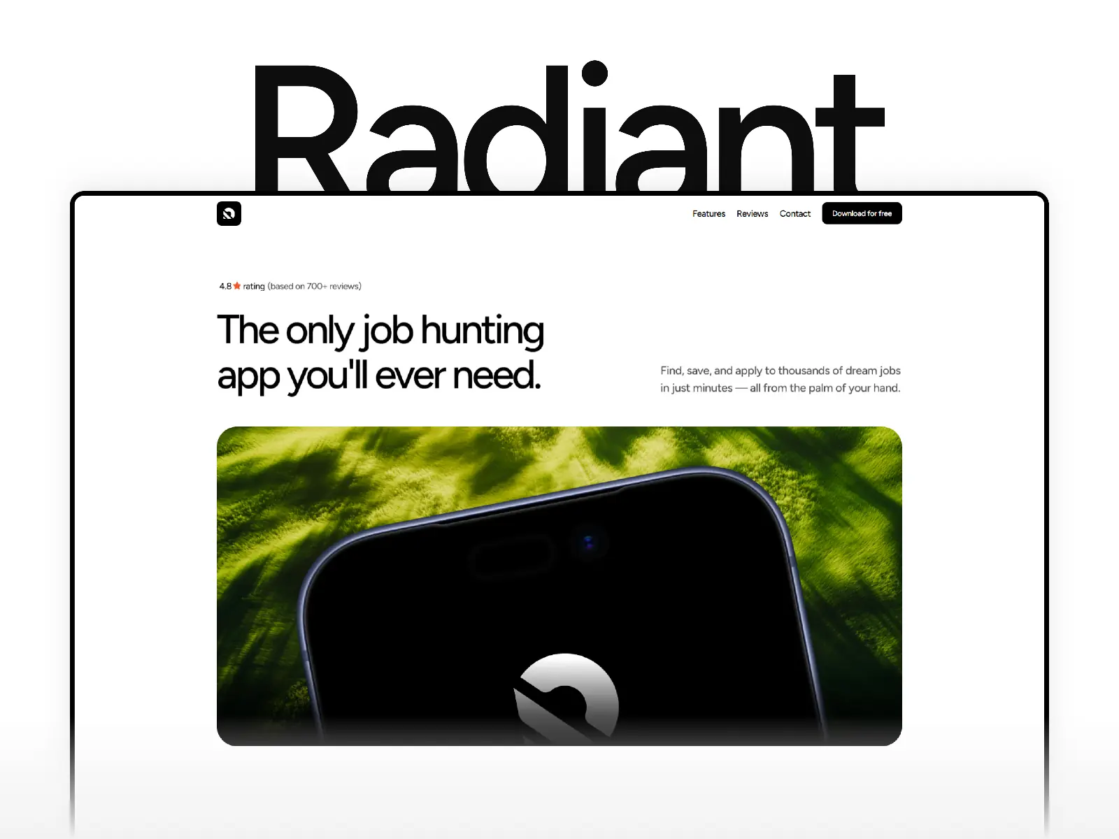 Radiant — Mobile App Landing Page — Yousef Osman Framer Template