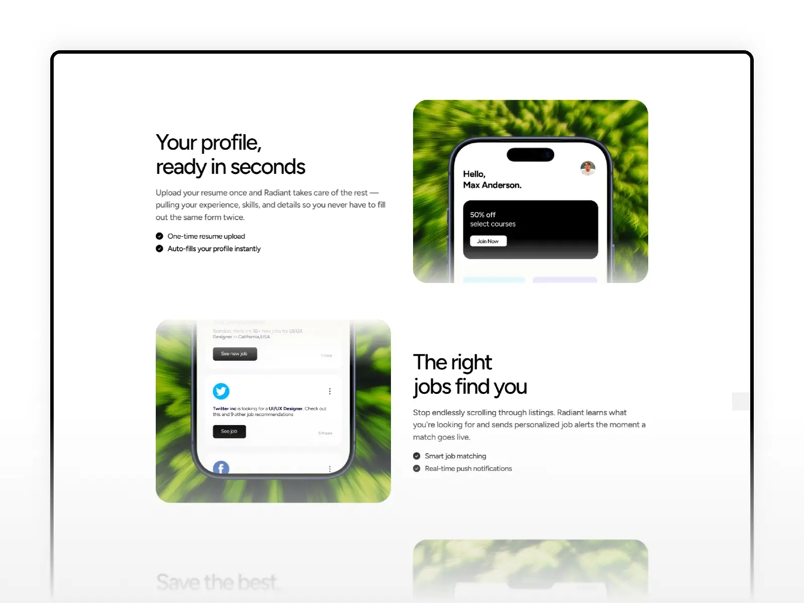 Radiant — Mobile App Landing Page