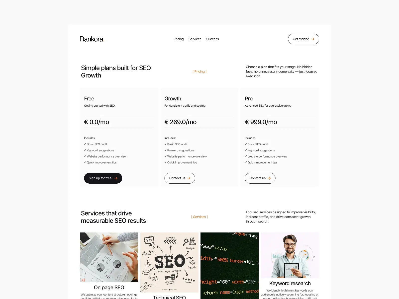 Rankora — One page SEO solution