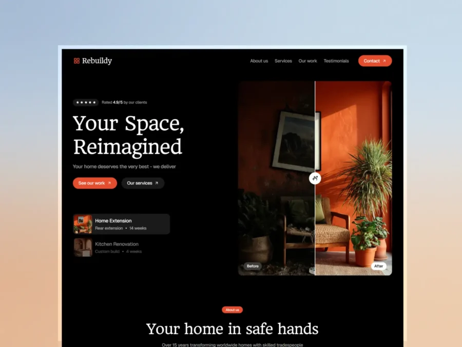 Rebuildy — Construction & Renovation Template — Nasir Nawaz Framer Template